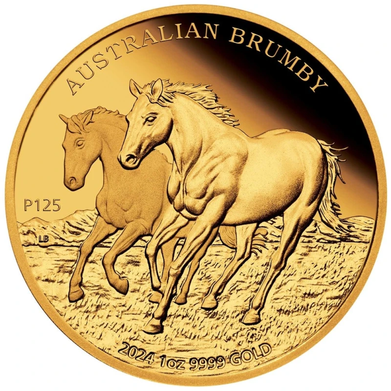 Gouden Australische munt Brumby 2024 (proof), 31,1 g. puur goud.  (0,9999 proof) Verzamelmunten