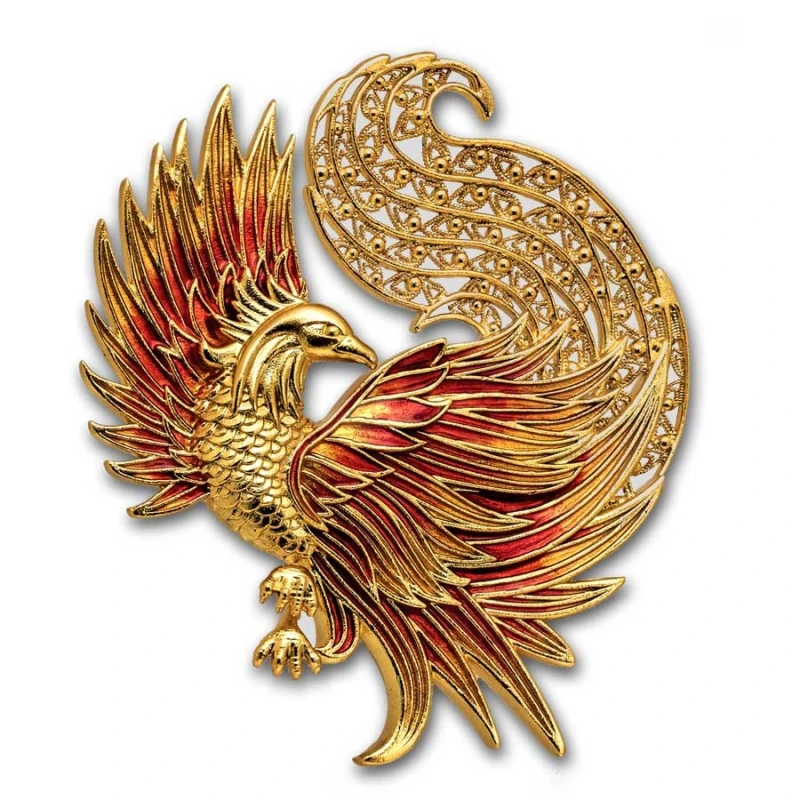 Samoa: zilveren munt Phoenix 2025 gekleurd verguld 2 ounce Verzamelmunten