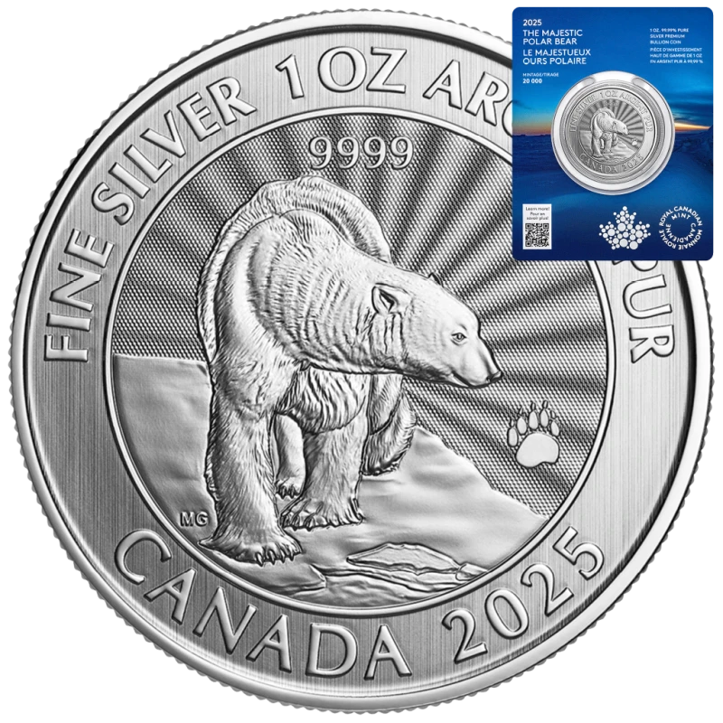 Canada: zilveren munt The Majestic Polar Bear 2025 1 ounce Verzamelmunten