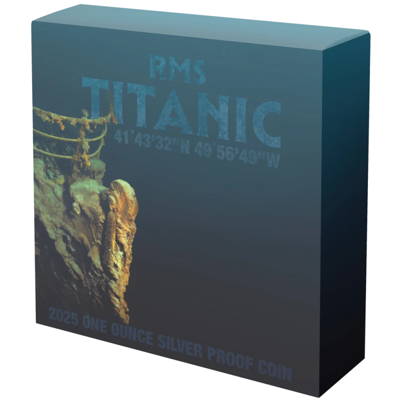 Niue zilveren munt Titanic 2025 gepolijste plaat 1 ounce gekleurd Verzamelmunten