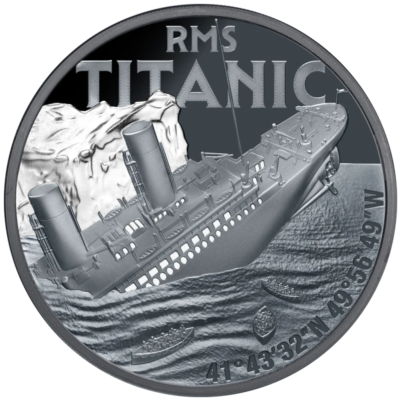 Niue zilveren munt Titanic 2025 gepolijste plaat 1 ounce gekleurd Verzamelmunten