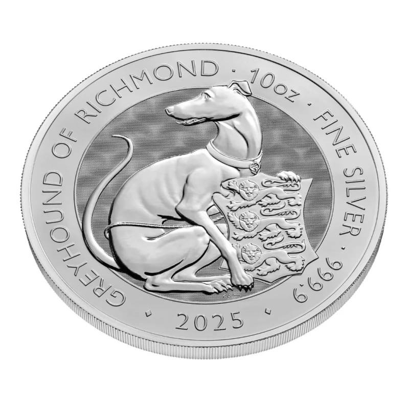 Royaume-Uni : pièce d'argent Lévrier de Richmond 2025 10 oz Pièces de collection