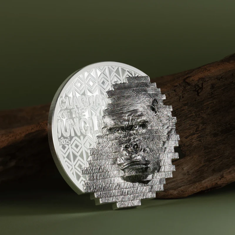 Cookinseln: Silbermünze Rekonstruktion Gorilla 2025 polierte Platte 2 oz Sammlermünzen