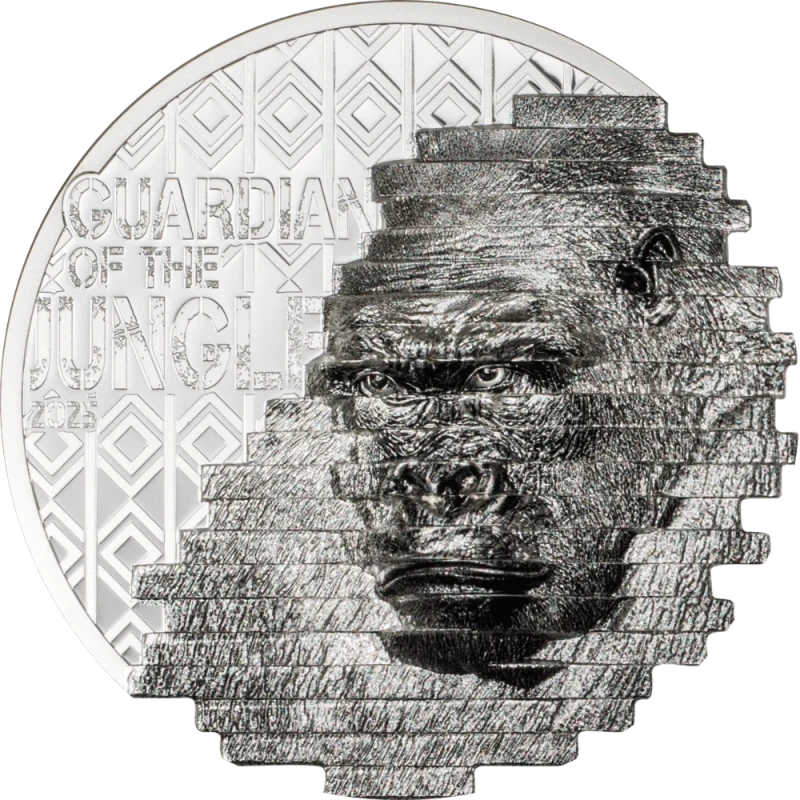 Cookinseln: Silbermünze Rekonstruktion Gorilla 2025 polierte Platte 2 oz Sammlermünzen