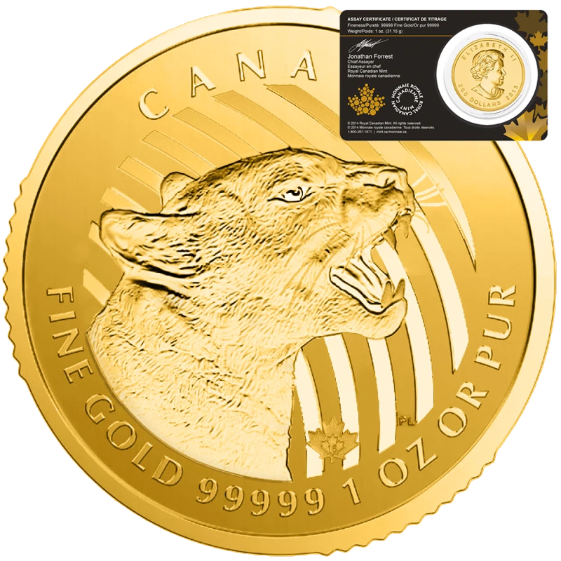 Золотая монета Канады Рычащая Пума (в блистере) 2015 1 oz Sammlermünzen