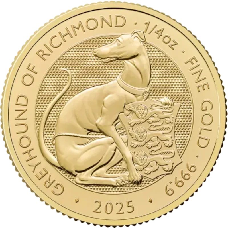 Royaume-Uni : pièce d'or Lévrier de Richmond 2025 1/4 oz Pièces d'investissement
