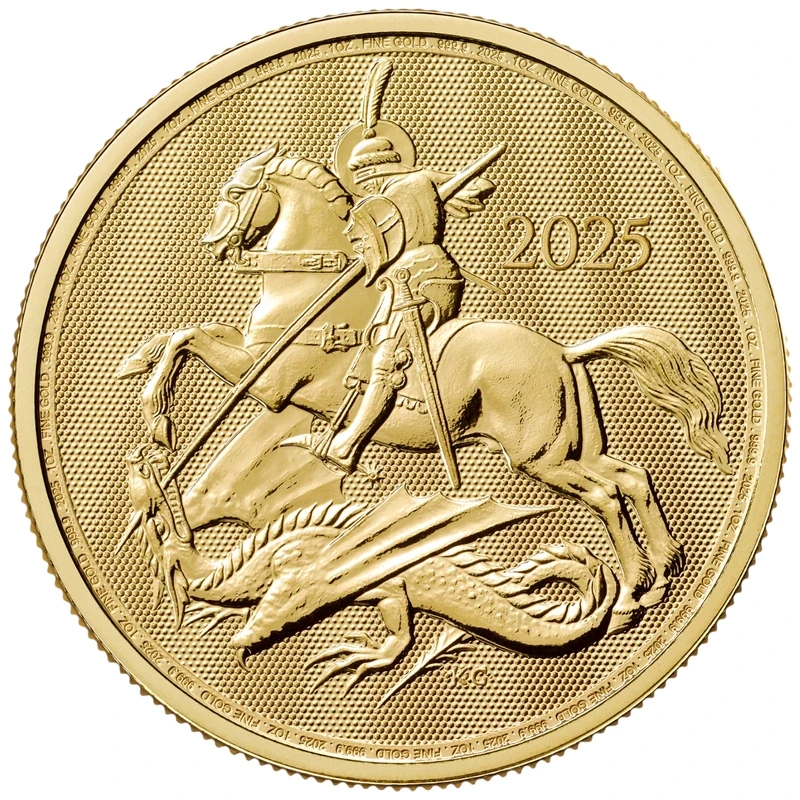 UK: gouden munt St. George en de Draak 2025 1 oz Investeringsmunten