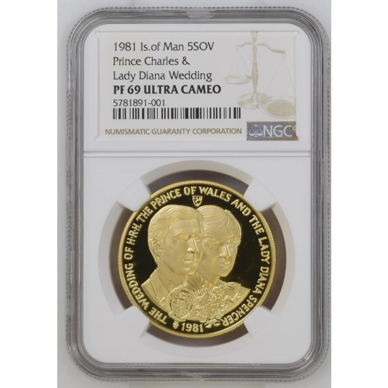 Eiland Man: gouden munt Huwelijk van prins Charles en Diana Spencer, 1981 RANG 36,61 g  Verzamelmunten
