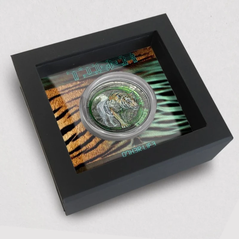 Cookeilanden: zilveren munt Tiger 2025 Black Proof 3 ounce Verzamelmunten