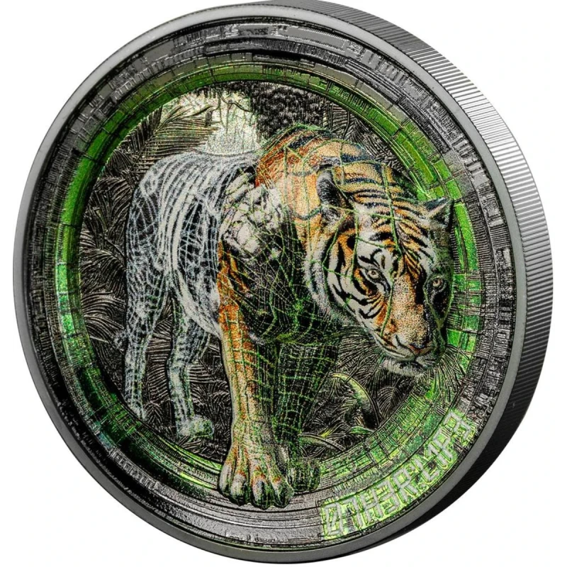 Cookeilanden: zilveren munt Tiger 2025 Black Proof 3 ounce Verzamelmunten