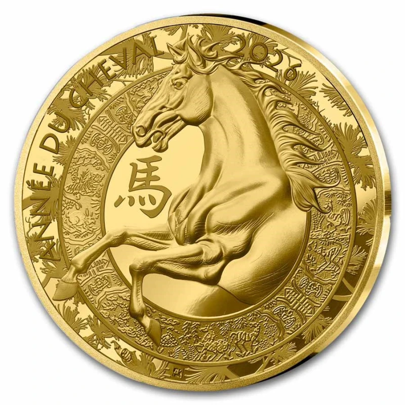 France : pièce d'or Année du Cheval 2026 Belle Épreuve 7.78 g 1/4 once Pièces de collection