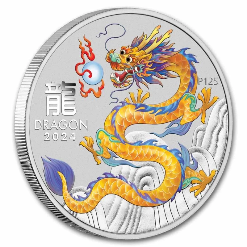 Australie : pièce en argent Année du Dragon 2024 jaune 1 oz Pièces d'investissement