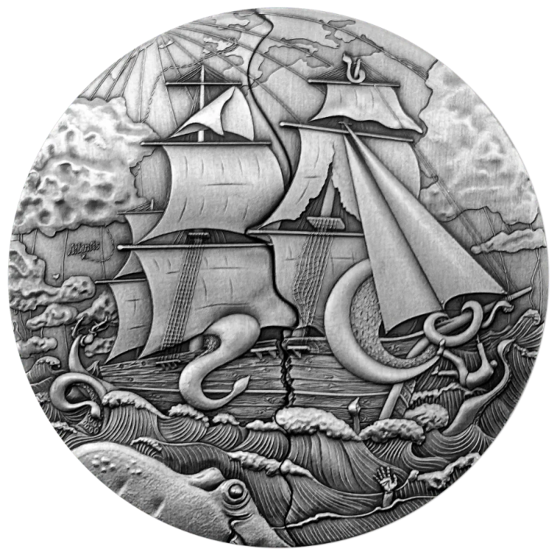 Samoa: Silbermünze Atlantis 2025 vergoldet 5 oz Sammlermünzen