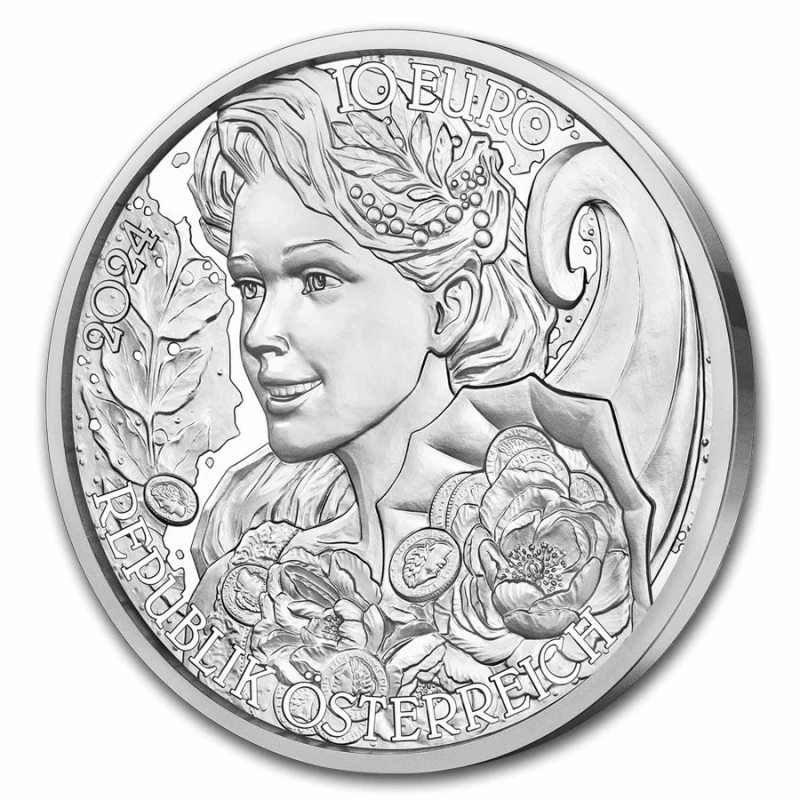 Oostenrijk zilveren munt Pioen 2024 gepolijste plaat 1/2 ounce Verzamelmunten