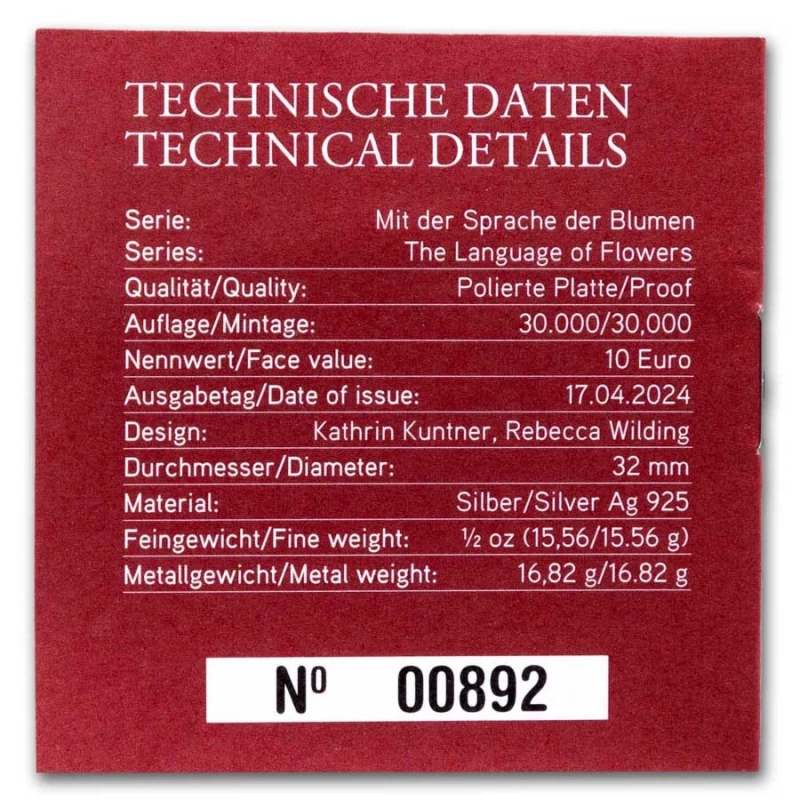 Oostenrijk zilveren munt Pioen 2024 gepolijste plaat 1/2 ounce Verzamelmunten