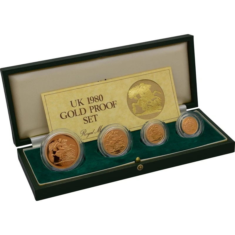 Verenigd Koninkrijk gouden munten set Sovereign 1980 gepolijste plaat 2 ounce Verzamelmunten