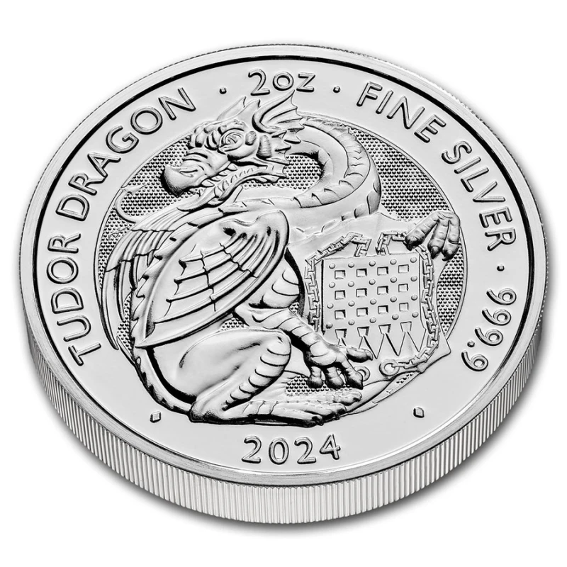 Groot-Brittannië zilveren munt Dragon 2024 2 ounce Verzamelmunten