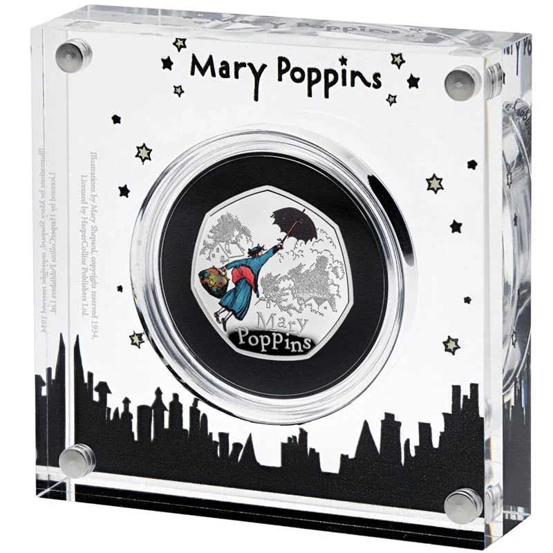 Royaume-Uni : pièce en argent Mary Poppins 2025 Belle Épreuve colorée 7,4 g Pièces de collection
