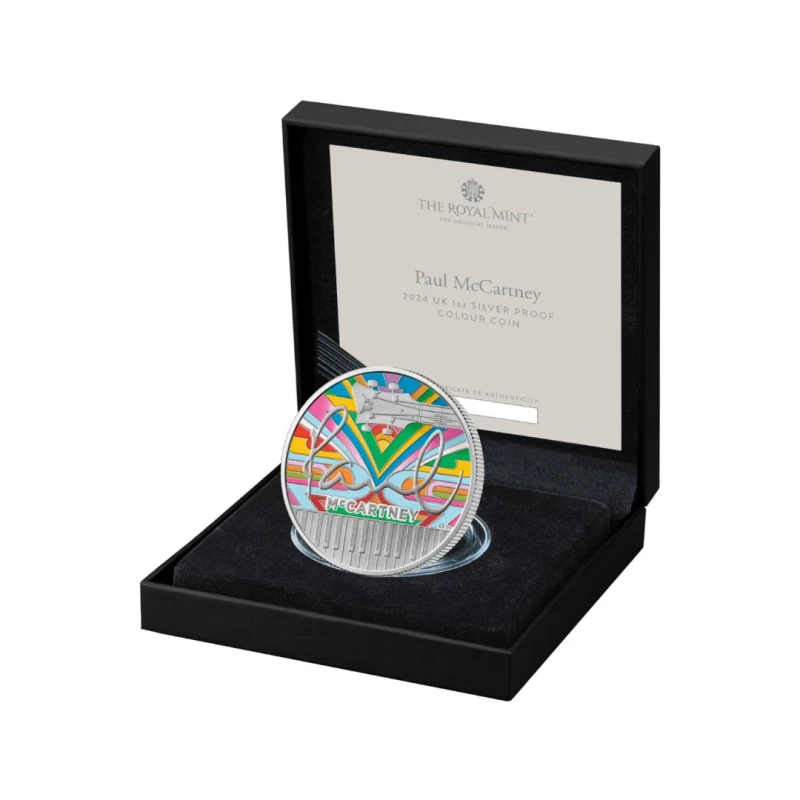 Vereinigtes Königreich Silbermünze Paul McCartney 2024 Polierte Platte Farbig 1 oz Sammlermünzen