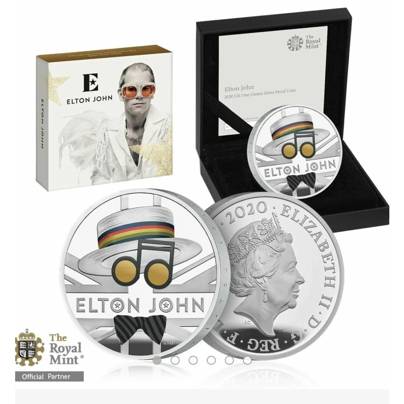 UK: silver coin Elton John 2020 Proof colored 1 oz Collectible coins