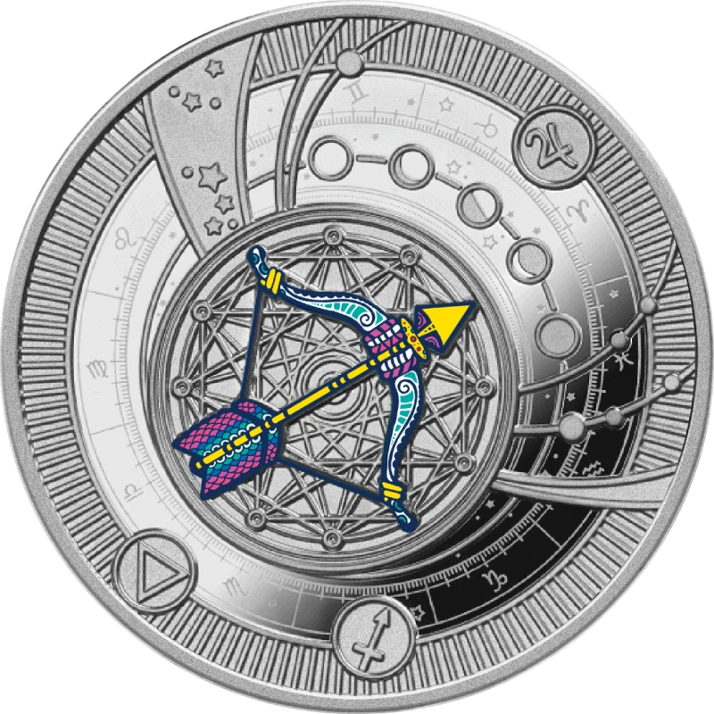 Cameroon: silver coin Sagittarius 2025 Proof colored 10 g Collectible coins