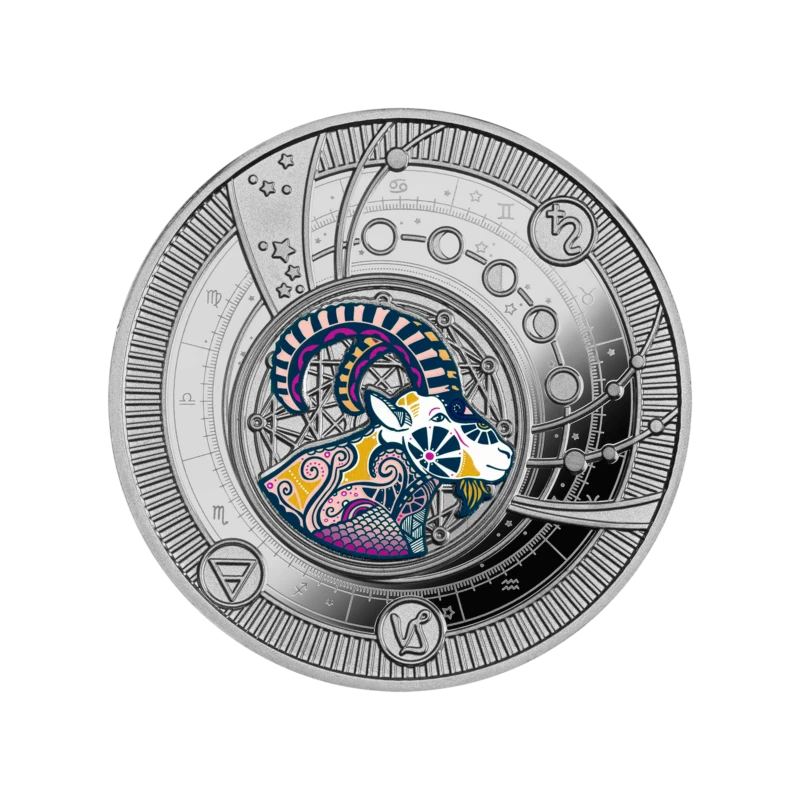 Kamerun: Silbermünze Capricorn 2025 Polierte Platte koloriert 10 g Sammlermünzen