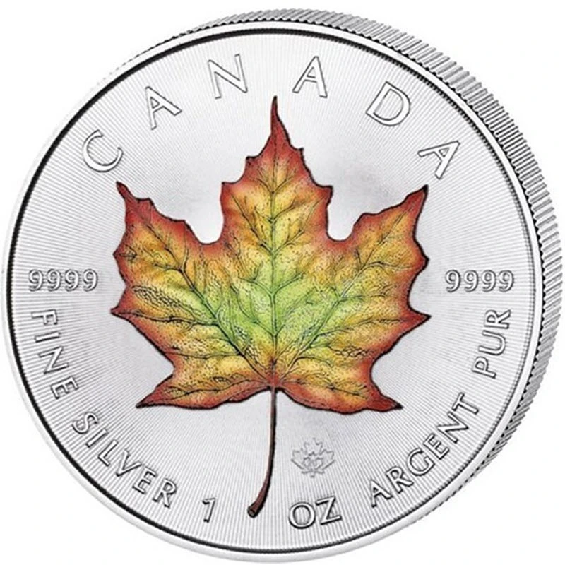 Canada : pièce d'argent Feuille d'érable 2024 colorée 1 once Pièces de collection