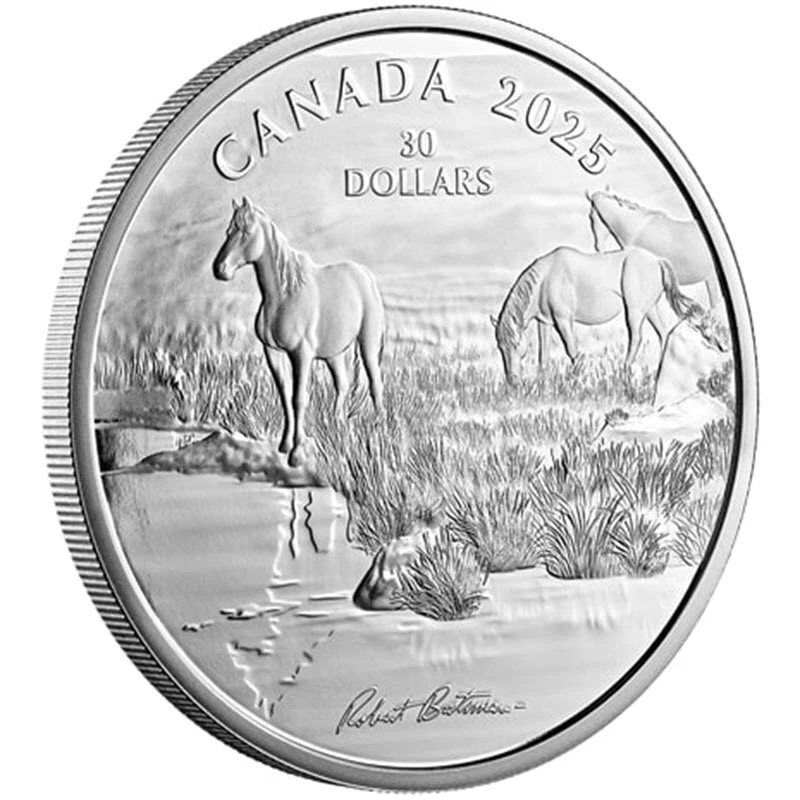 Kanada: Silbermünze Mustang Country 2025 polierte Platte 2 oz Sammlermünzen