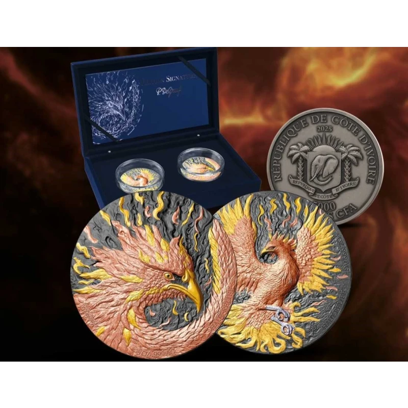 République de Côte d'Ivoire : pièces en argent Phoenix 2025 10 Once Pièces de collection