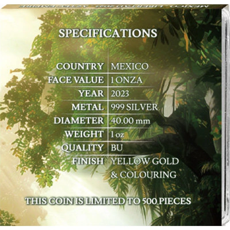 Mexico: silver coin Aztec Temple 2023 gilded colored 1 oz Collectible coins