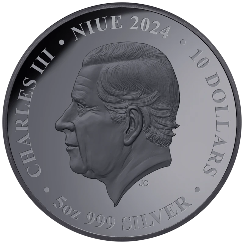 Niue : pièce d'argent Année du dragon 2024 Belle Épreuve dorée 5 once. Pièces de collection