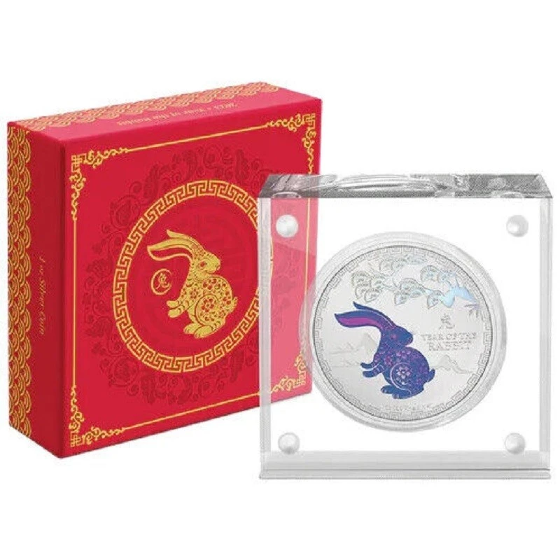 Niue: Silbermünze Jahr des Hasen 2023 Polierte Platte koloriert 1 Unze Sammlermünzen