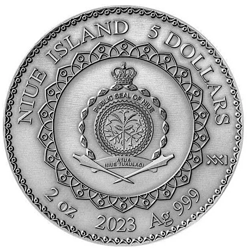 Niue : pièce d'argent Mandala Année du Lapin 2023 colorée 2 Once Pièces de collection