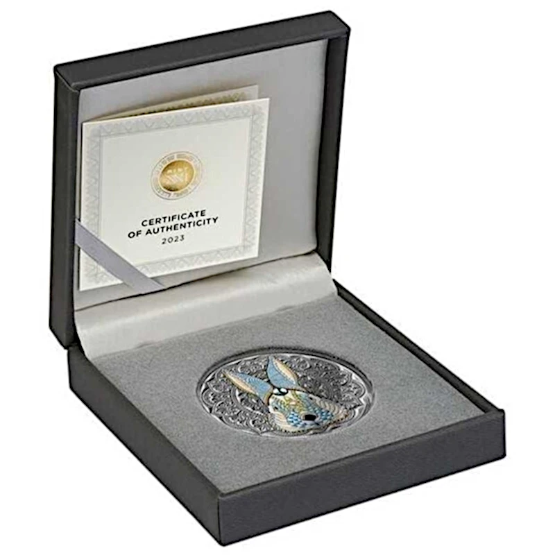 Niue : pièce d'argent Mandala Année du Lapin 2023 colorée 2 Once Pièces de collection