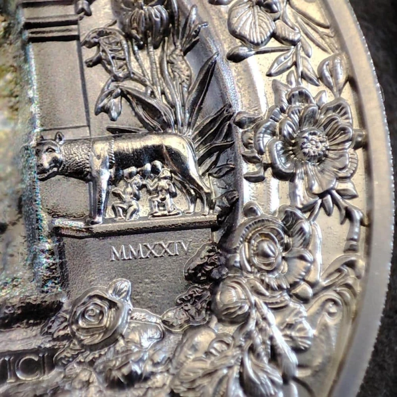 Cookinseln: Silbermünze Roma Monumental View 2024 Schwarz polierte Platte 3 oz Sammlermünzen