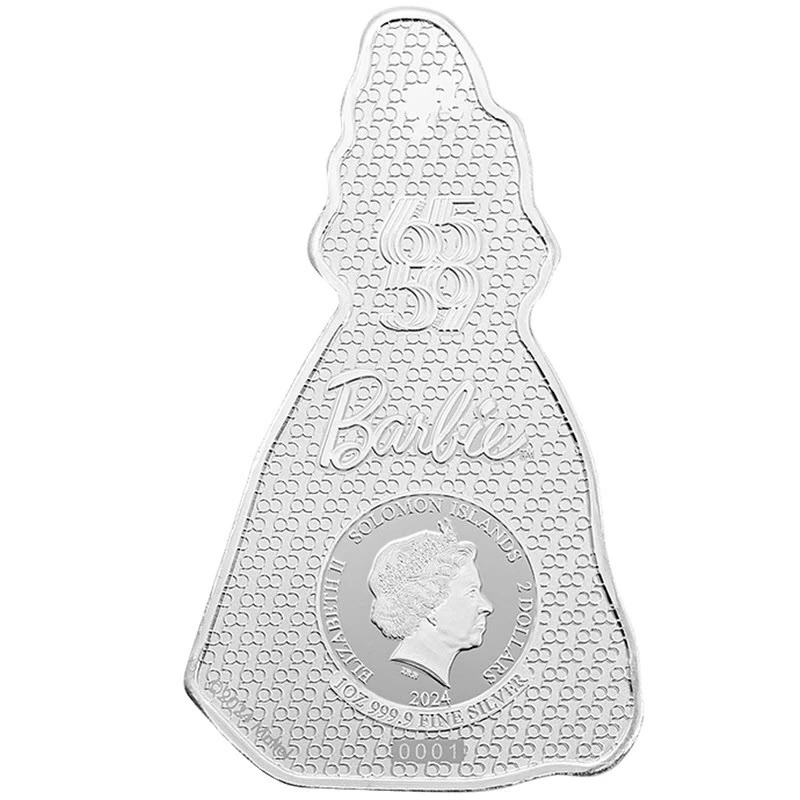 Salomonseilanden Zilveren Munt Blauwe Saffier Barbie 2024 Gekleurd 1 ounce Verzamelmunten