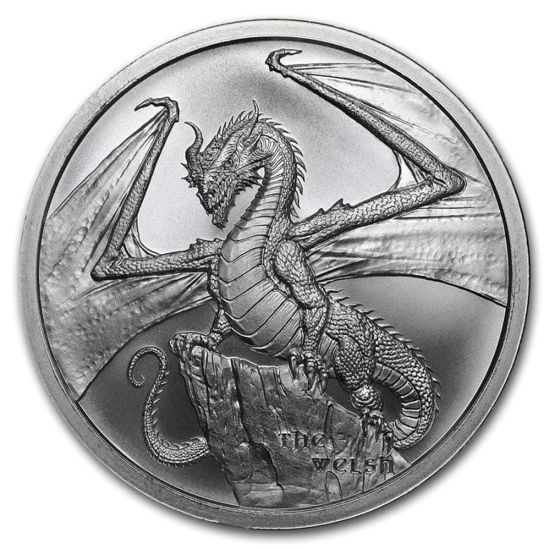 USA Silver Coin World of Dragons Welsh Dragon 1 once Pièces de collection
