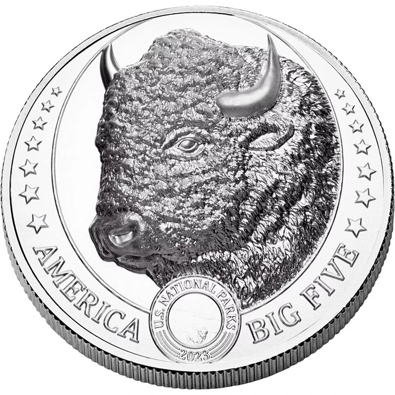 Pièce d'argent Fidji Big Five of America Bison 2023 1 once Pièces de collection