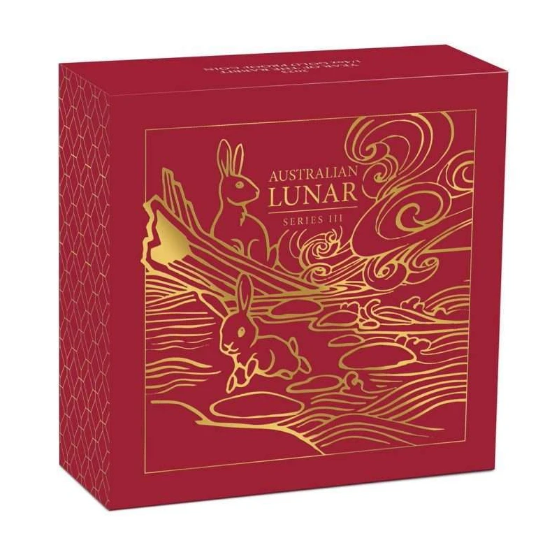 Australië Gouden Munt Lunar III Jaar van het Konijn 2023 Gepolijste plaat 1/10 ounce Verzamelmunten