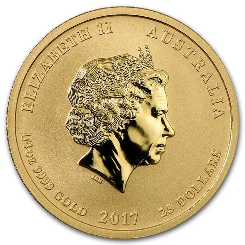 Australië Gouden Munt Lunar II Jaar van de Haan 2017 1/4 ounce Verzamelmunten