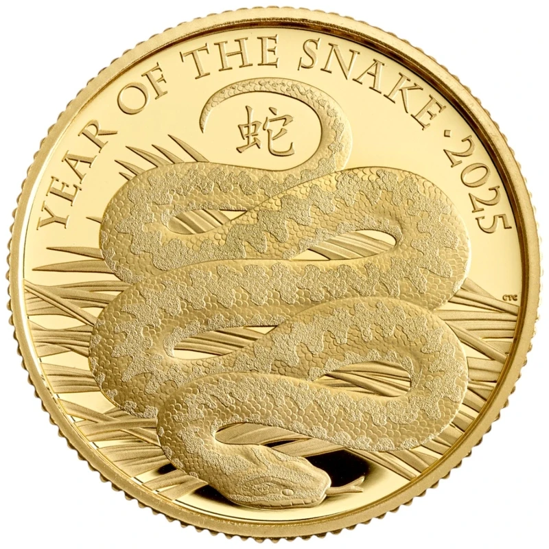 Royaume-Uni Pièce d'or Année du serpent 2025 Belle Épreuve 1/4 once Pièces de collection