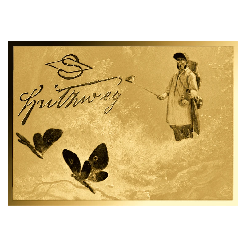 Goldmünze Chad Carl Spitzweg Schmetterlingsjäger 1/1000 oz  Sammlermünzen