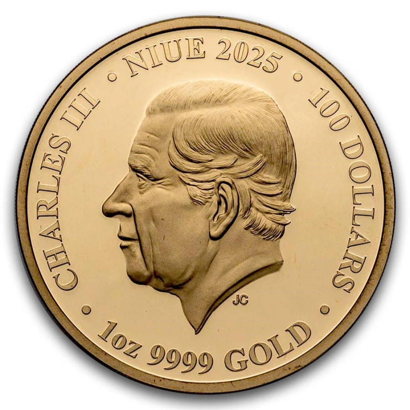 Niue Pièce d'or Nuages de nacre 2025 Épreuve colorée 1 once Pièces de collection