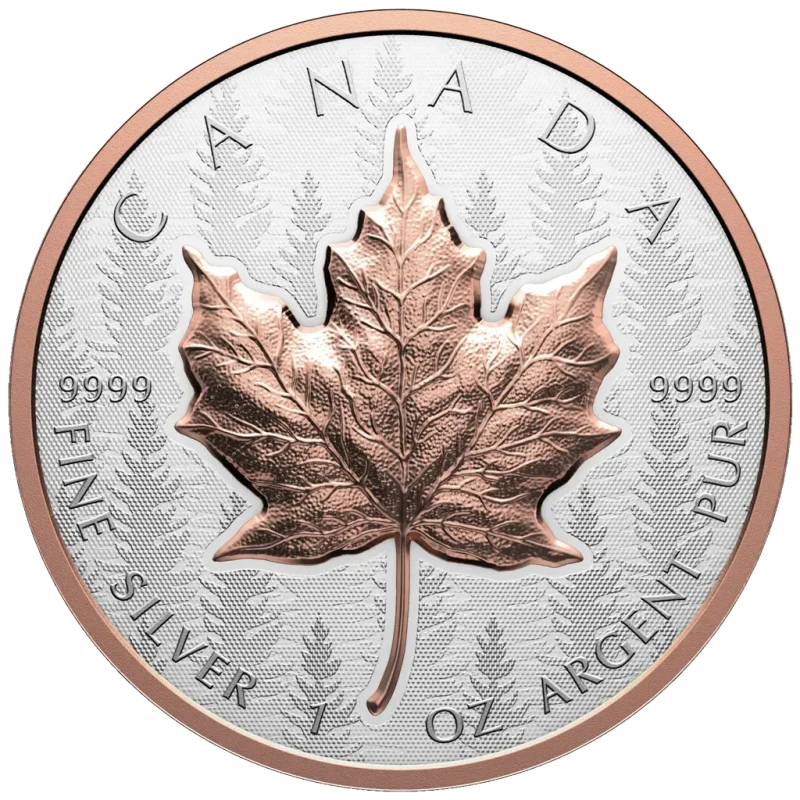 Canada zilveren munt Maple Leaf 2025 Rose Gold Plated 1 ounce Verzamelmunten