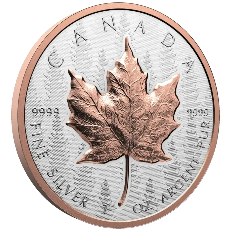 Canada zilveren munt Maple Leaf 2025 Rose Gold Plated 1 ounce Verzamelmunten