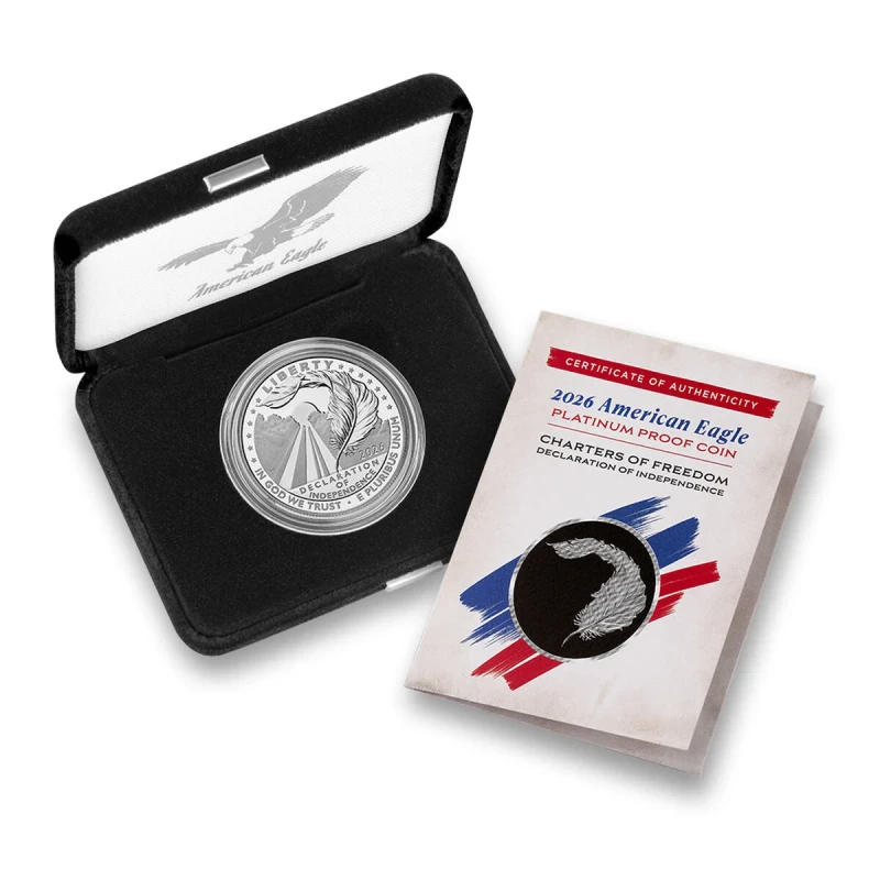 United States Platinum Coin Onafhankelijkheidsverklaring 2026 Gepolijste plaat 1 ounce Investeringsmunten